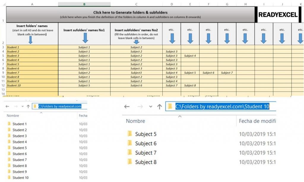 Folders & Subfolders Generator template